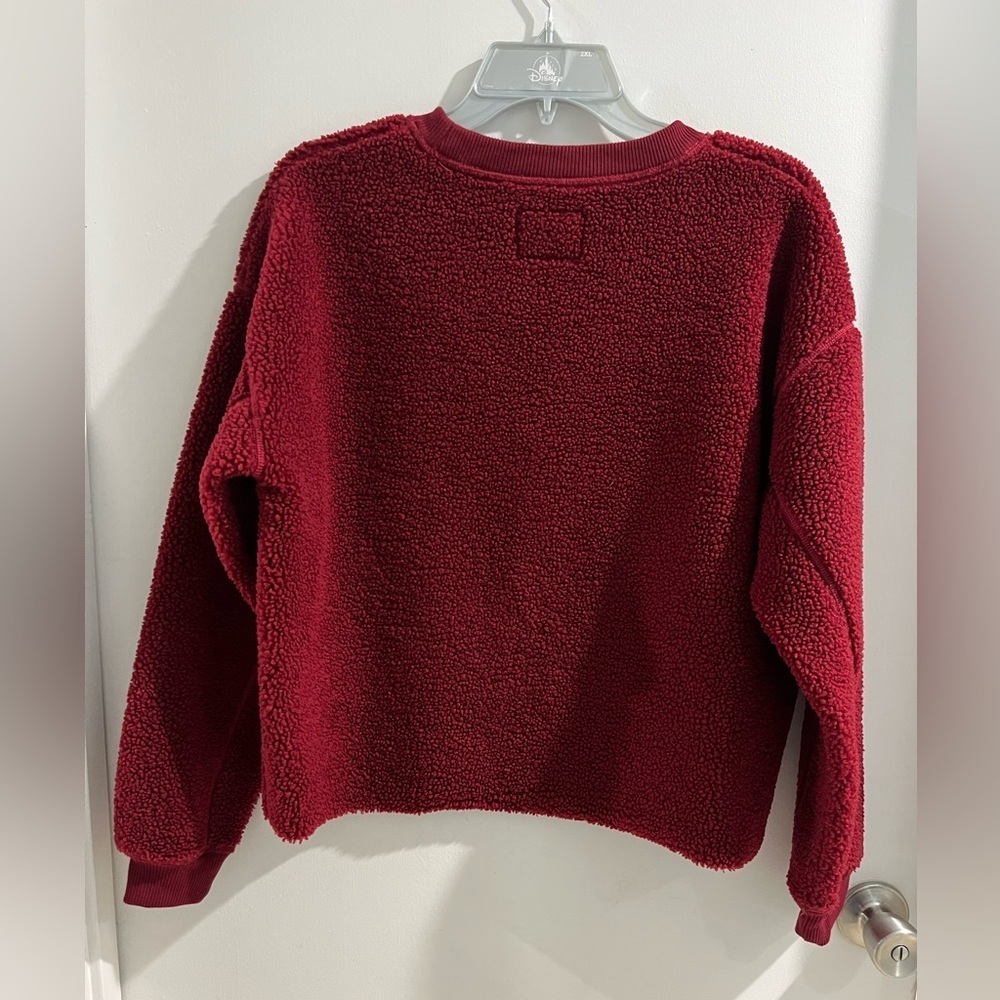 American Eagle Outfitters Burgundy Sherpa Fleece Pullover, OVERSIZED XS - Picture 4 of 7